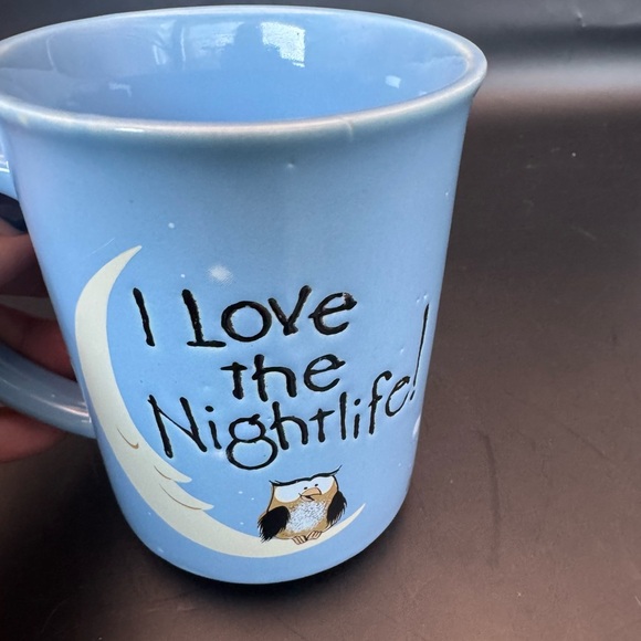I Love The Nighlift Blue Owl With Moon Design Coffee Mug By Message Mugs Mint - Picture 2 of 5